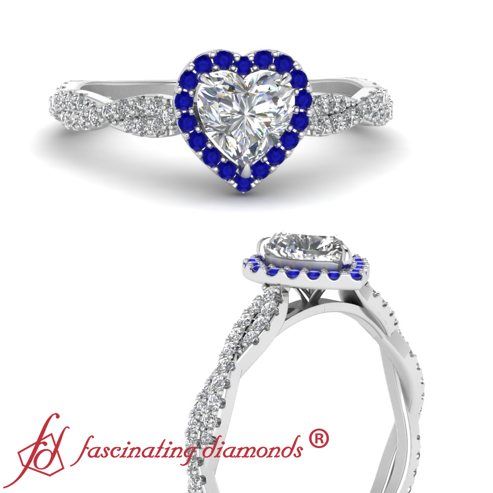 heart shaped diamond ring with sapphires