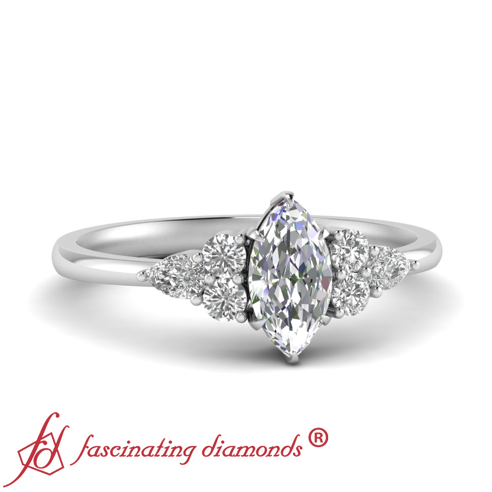3/4 Carat Marquise Cut Lab Made Diamond Tapered Style