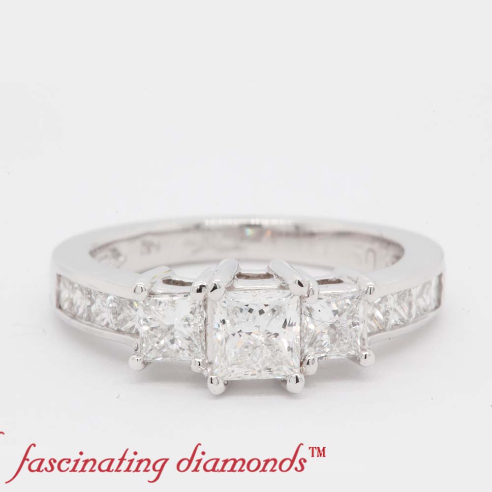 3 stone channel set engagement rings