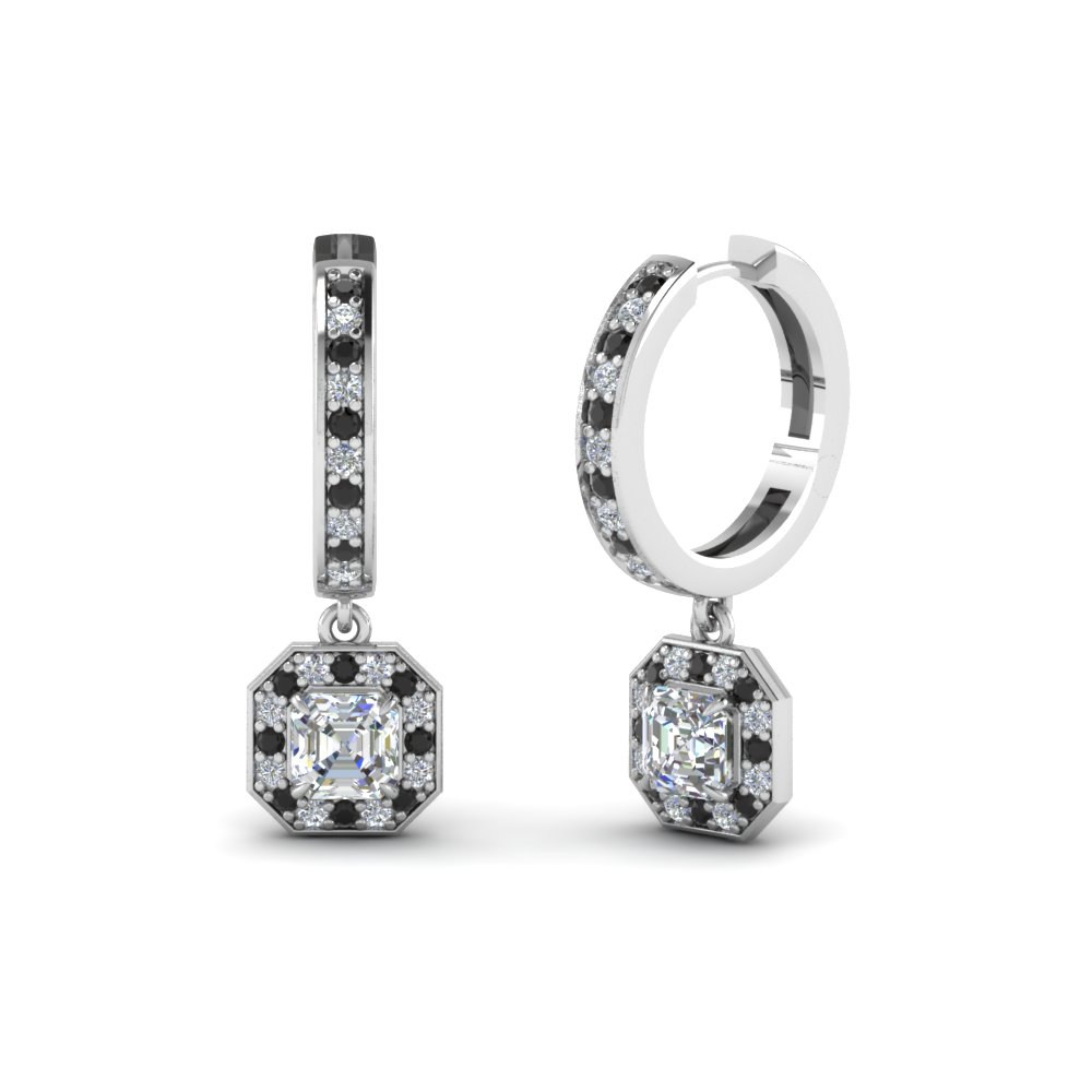 Silver Crystal Hoop Earrings with Princess Cut White Diamond Cubic