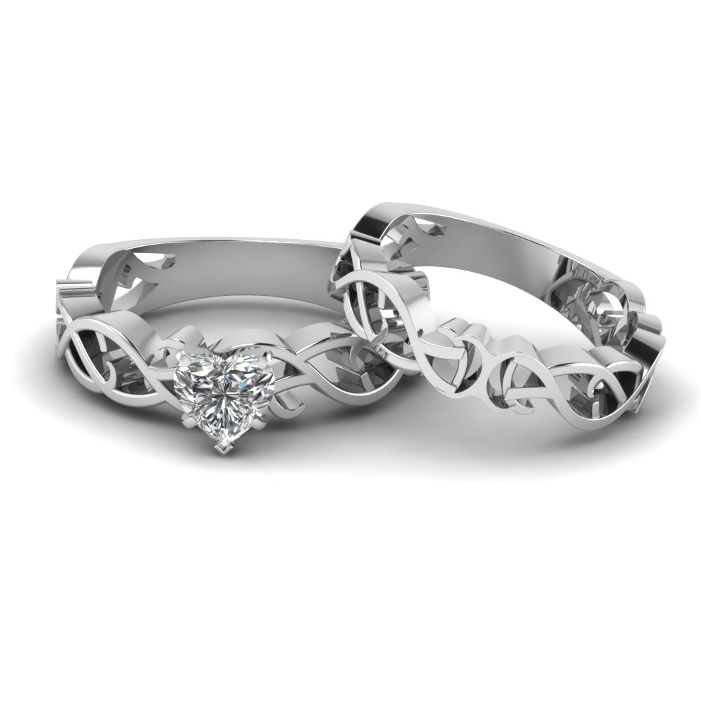 heart shaped diamond intricate grid solitaire wedding set in 950 platinum fdens2246ht nl wg - Heart Shaped Diamond Wedding Ring heart shaped diamond intricate grid solitaire wedding set in 950 platinum fdens2246ht nl wg - Heart Shaped Diamond Wedding Ring