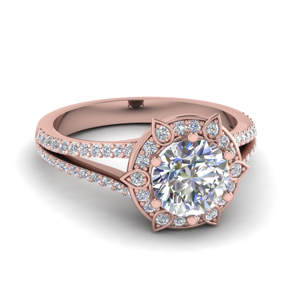 Lotus Diamond Halo Ring